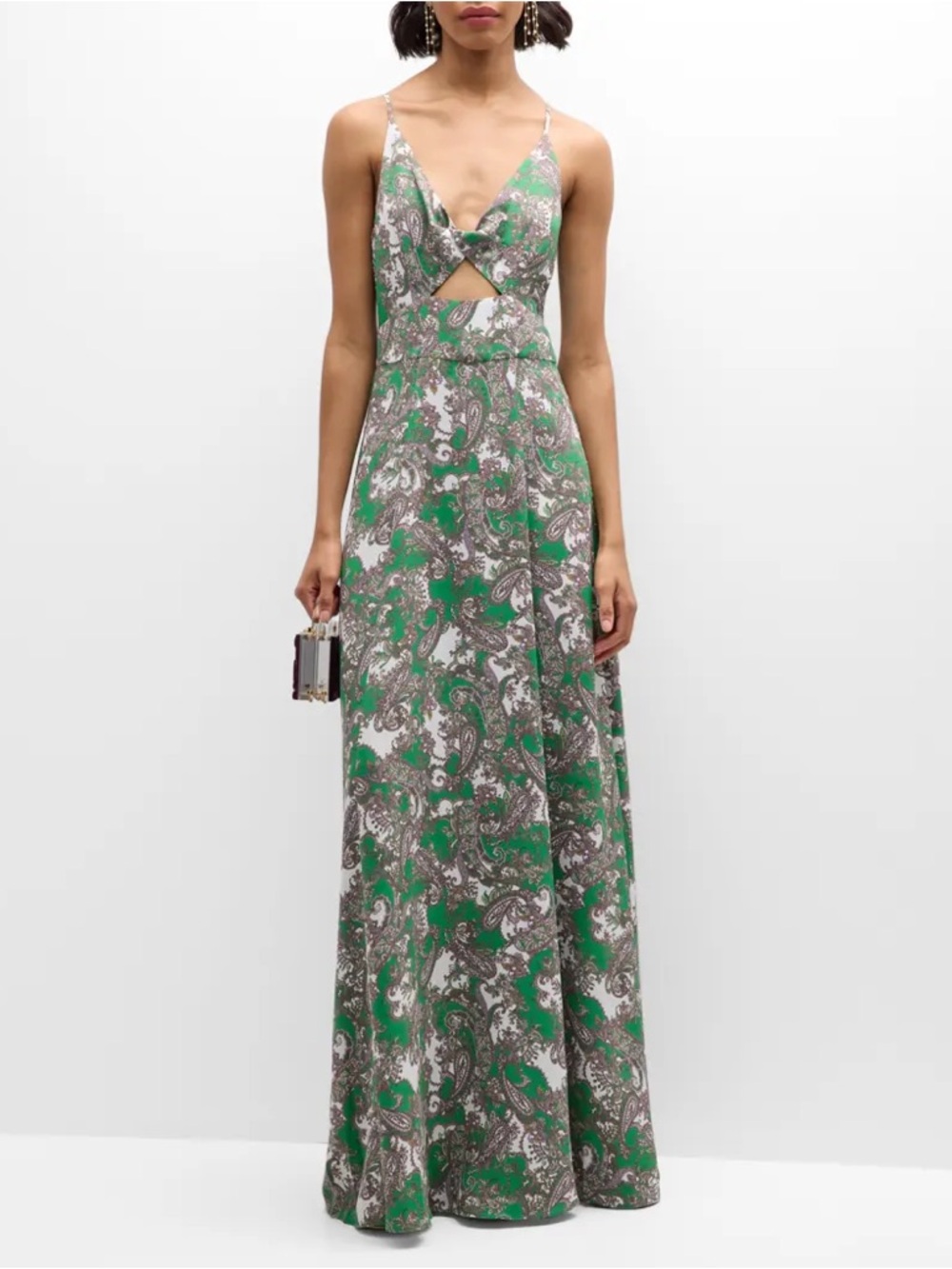 L'AGENCE Paisley Porter Twist Front Maxi Dress